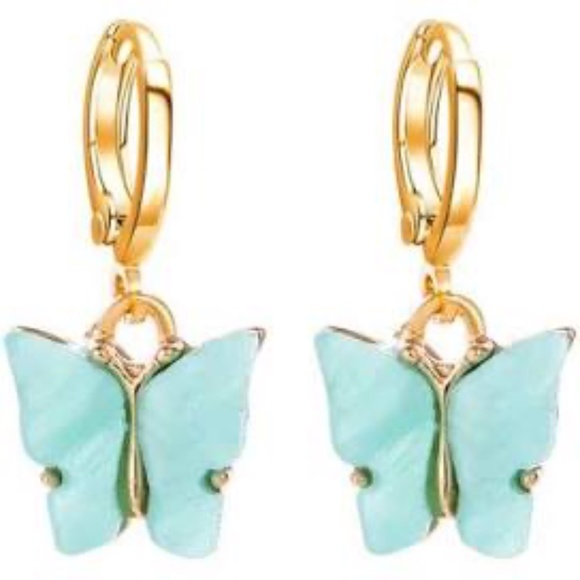 Light Blue Butterfly Earrings - Picture 2 of 4